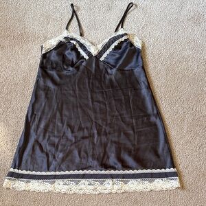 Elegant Black and Cream Lace Chemise